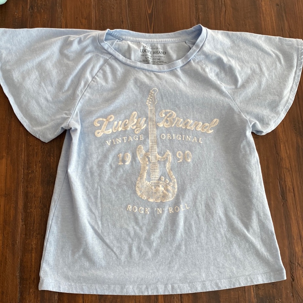Lucky Brand GIRLS (LG 12/14) Flutter/Flare sleeve tee